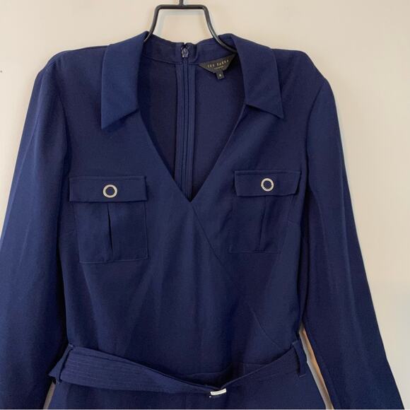 Ted Baker Navy Blue Lightweight Utility Cargo Minimalist Flan Jumpsuit 4 US 10 L - Picture 3 of 15